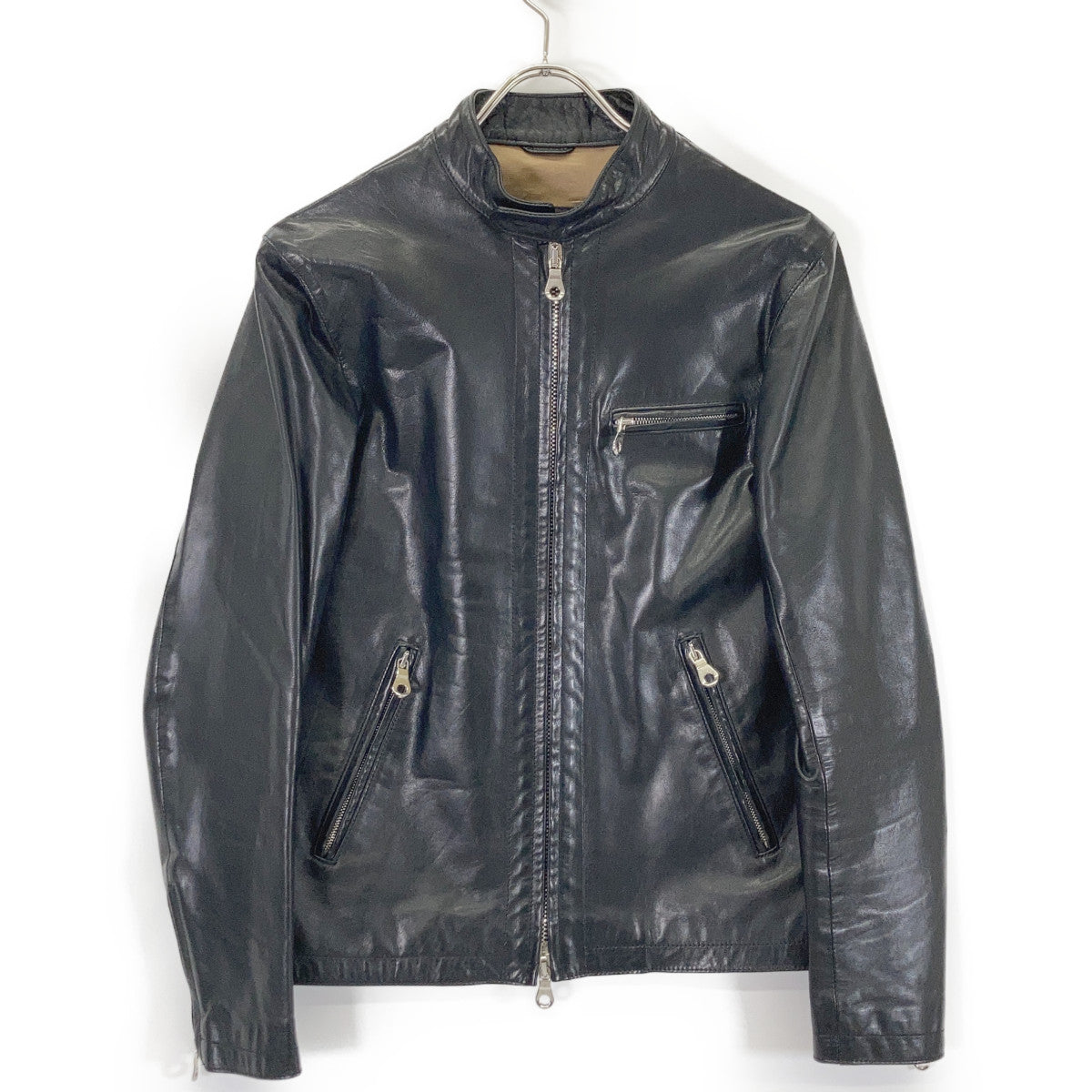 Cinquanta H-502 Horse Leather Single Jacket Black Size 44