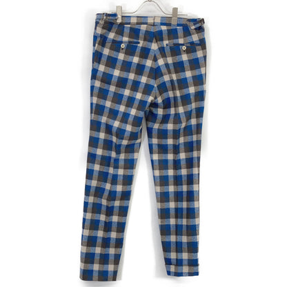 ISAIA Blue Brown Checked Wool Pants Size 50