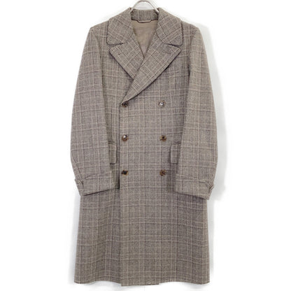 Belvest Beige Glen Check Wool Coat Size 44