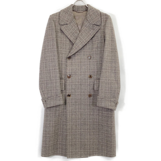 Belvest Beige Glen Check Wool Coat Size 44