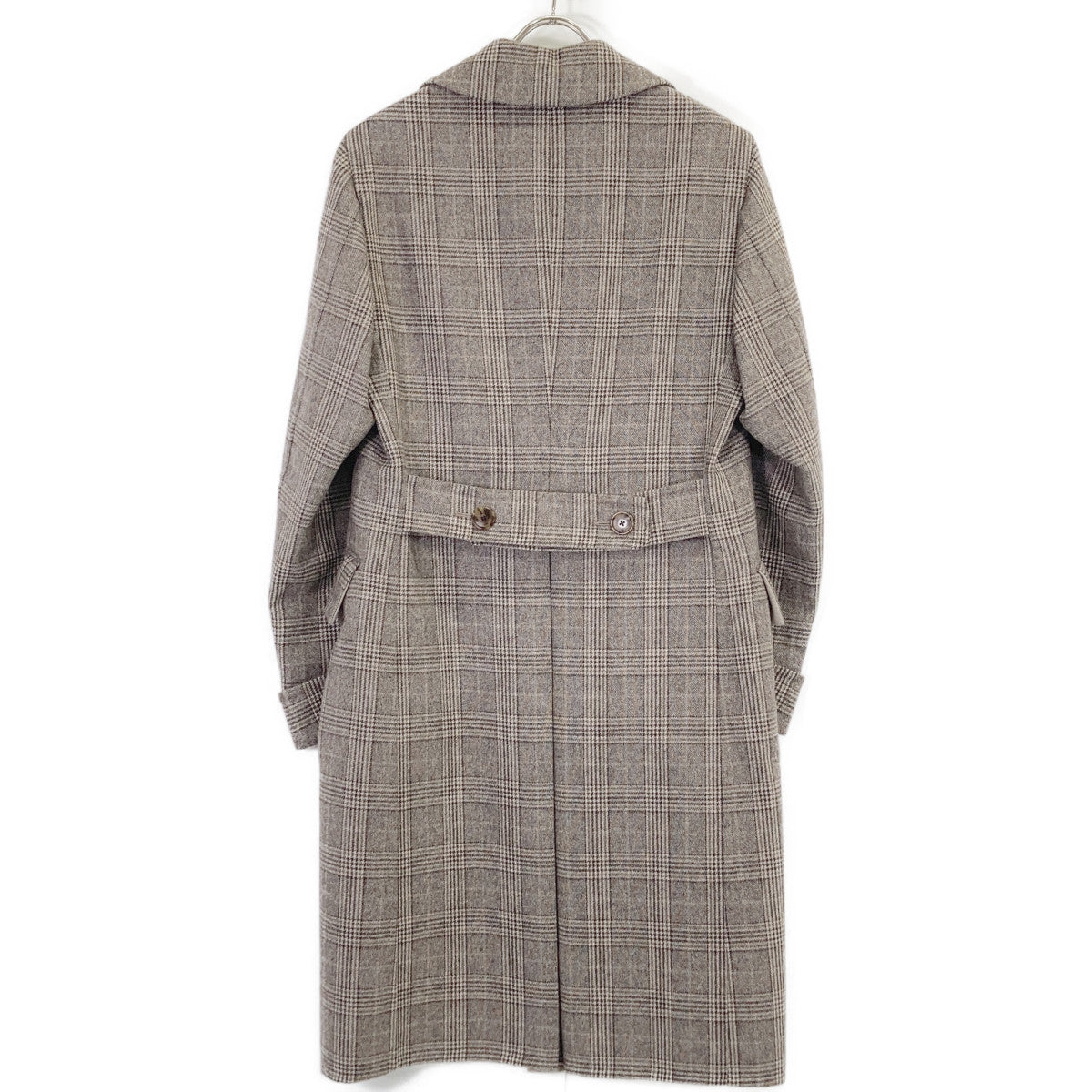 Belvest Beige Glen Check Wool Coat Size 44
