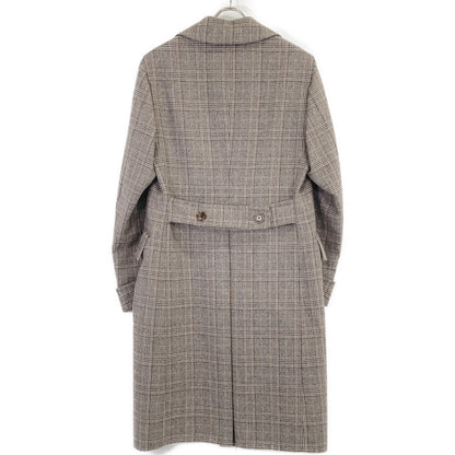 Belvest Beige Glen Check Wool Coat Size 44
