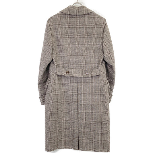 Belvest Beige Glen Check Wool Coat Size 44