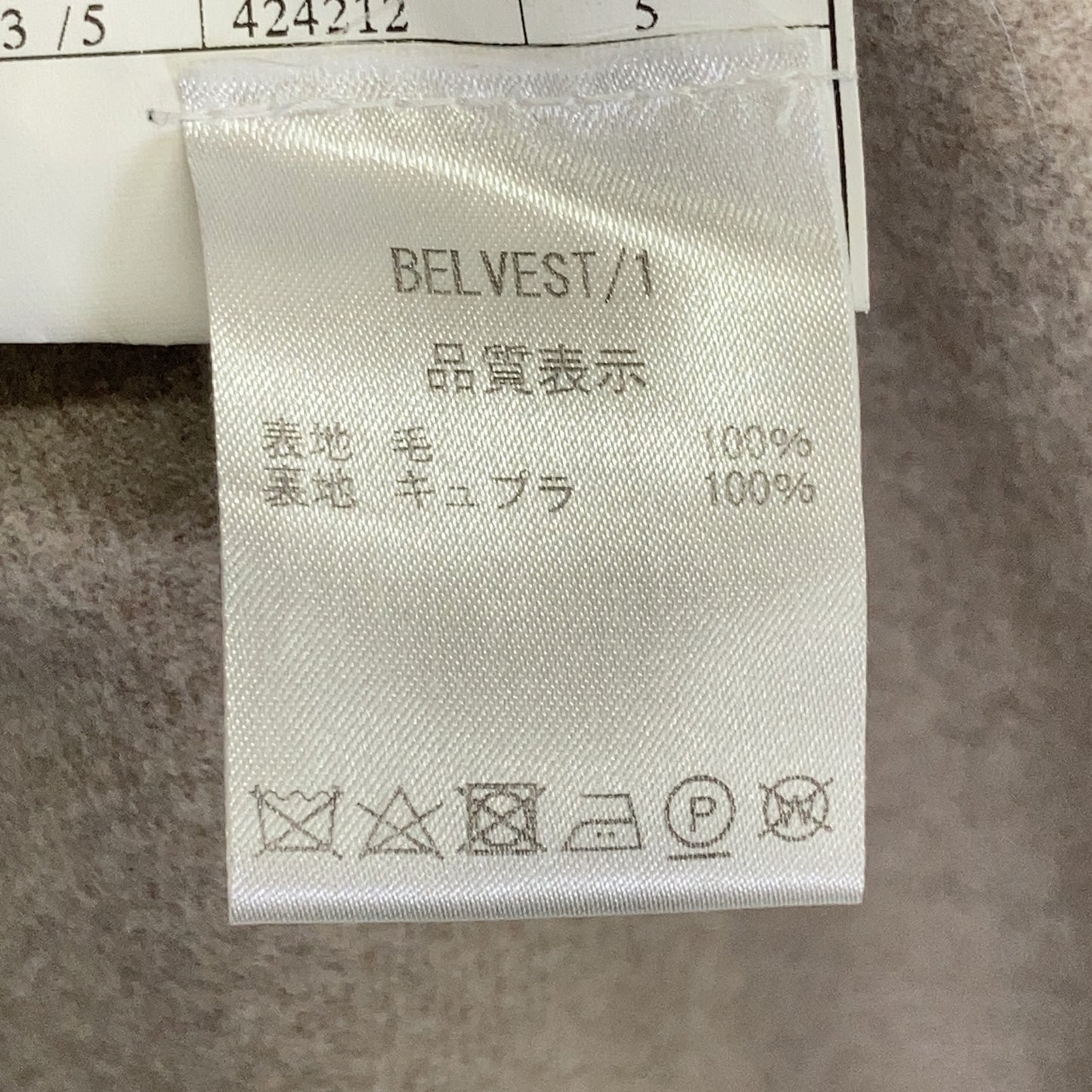 Belvest Beige Glen Check Wool Coat Size 44