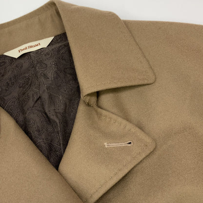 PaulStuart Beige Belted Wool Bal Collar Coat Size 48