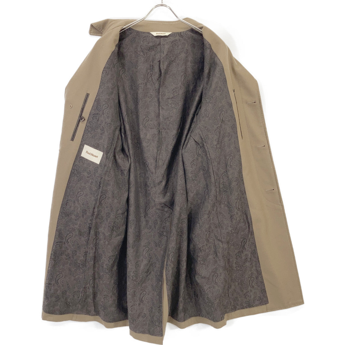 PaulStuart Beige Belted Wool Bal Collar Coat Size 48