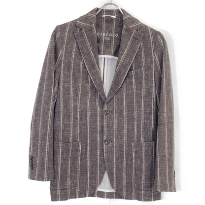 CIRCOLO Brown Striped Cotton Jacket Size 42