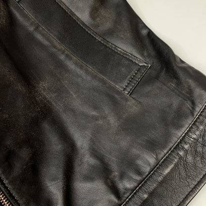 BRD- Basic Leather Vintage Black Jacket Size MAX
