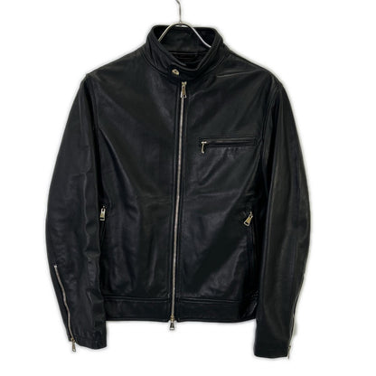 SILENCE Black Goat Leather Single Rider Jacket Size 44