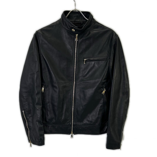 SILENCE Black Goat Leather Single Rider Jacket Size 44