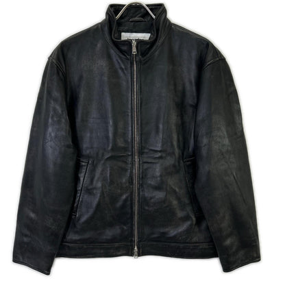 BRD- BRD-032 Basic Leather Riders Jacket Black Size MAX