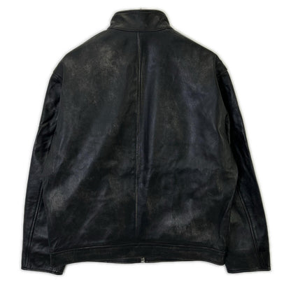 BRD- BRD-032 Basic Leather Riders Jacket Black Size MAX