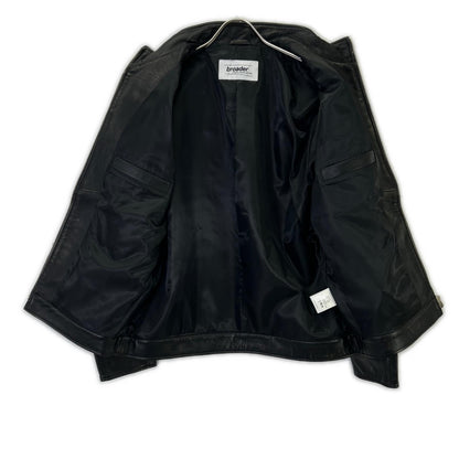 BRD- BRD-032 Basic Leather Riders Jacket Black Size MAX