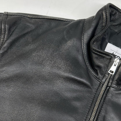 BRD- BRD-032 Basic Leather Riders Jacket Black Size MAX
