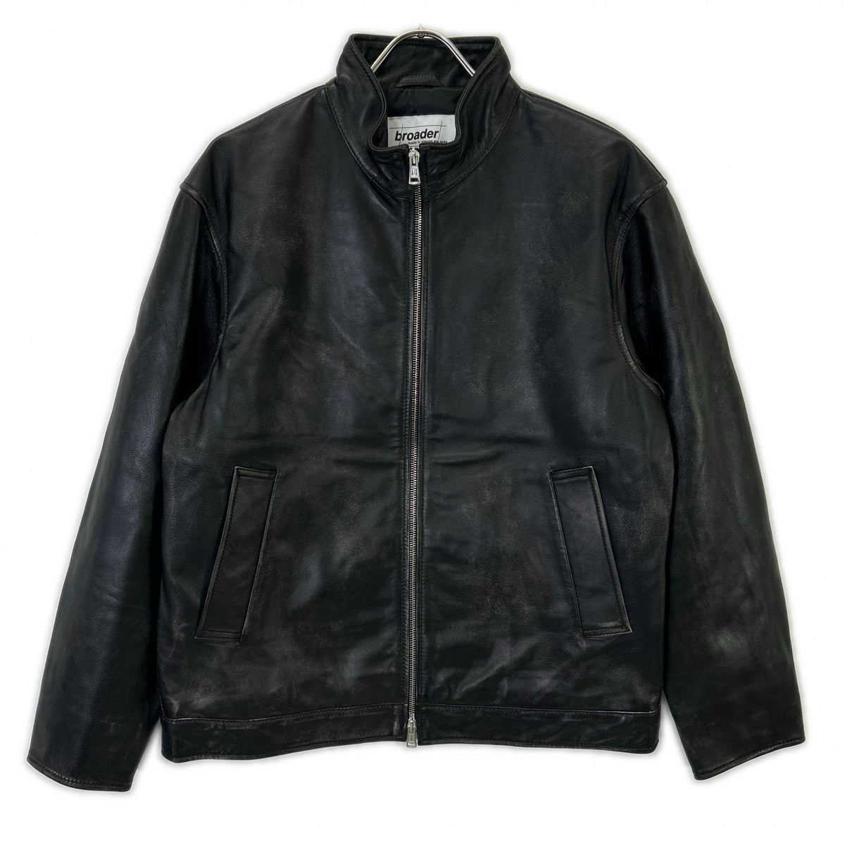 BRD- BRD-032 Basic Leather Riders Jacket Black Size MAX