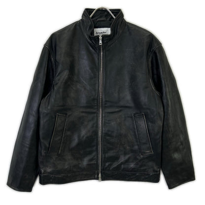 BRD- BRD-032 Basic Leather Riders Jacket Black Size MAX