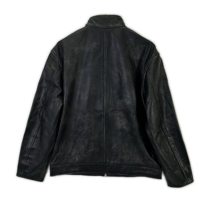 BRD- BRD-032 Basic Leather Riders Jacket Black Size MAX