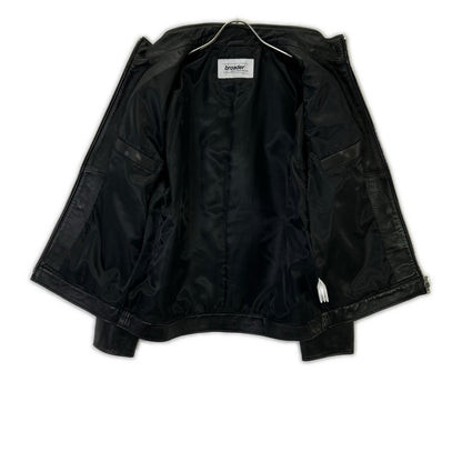 BRD- BRD-032 Basic Leather Riders Jacket Black Size MAX