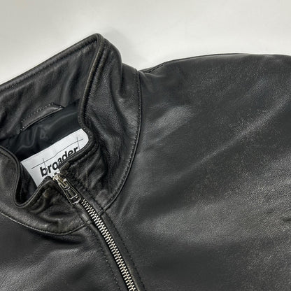 BRD- BRD-032 Basic Leather Riders Jacket Black Size MAX