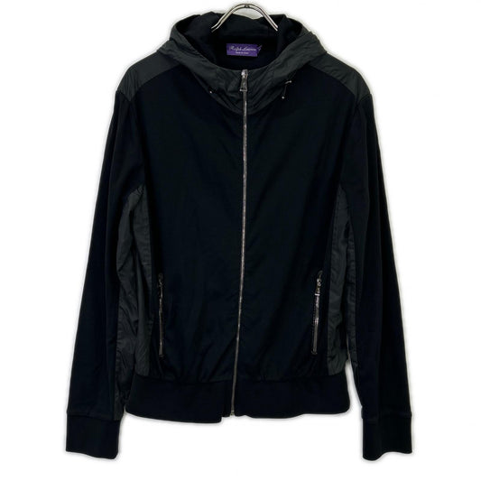 RalphLauren PURPLE LABEL Black Knit Hooded Jacket Size M