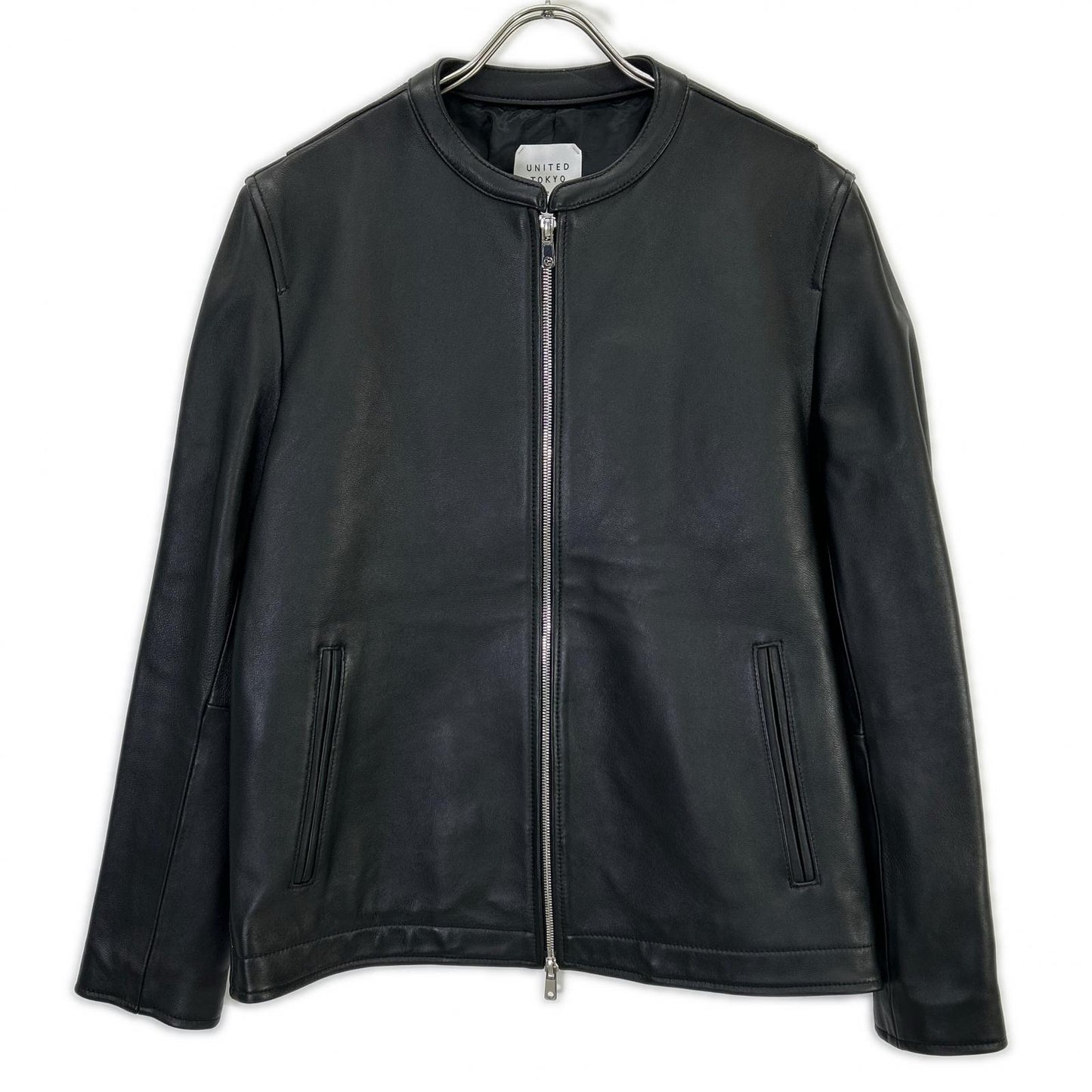 UNITED TOKYO Black Lamb Leather Single Rider Jacket Size 2