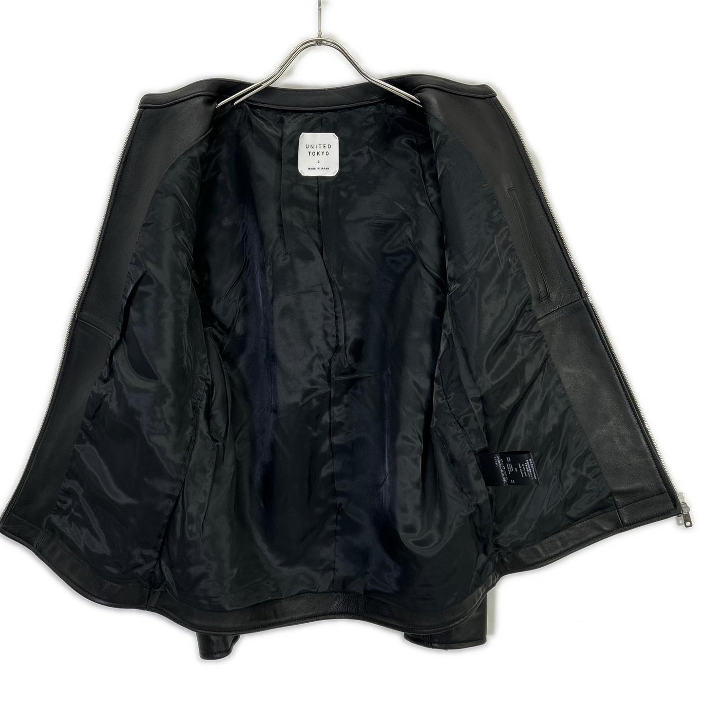 UNITED TOKYO Black Lamb Leather Single Rider Jacket Size 2