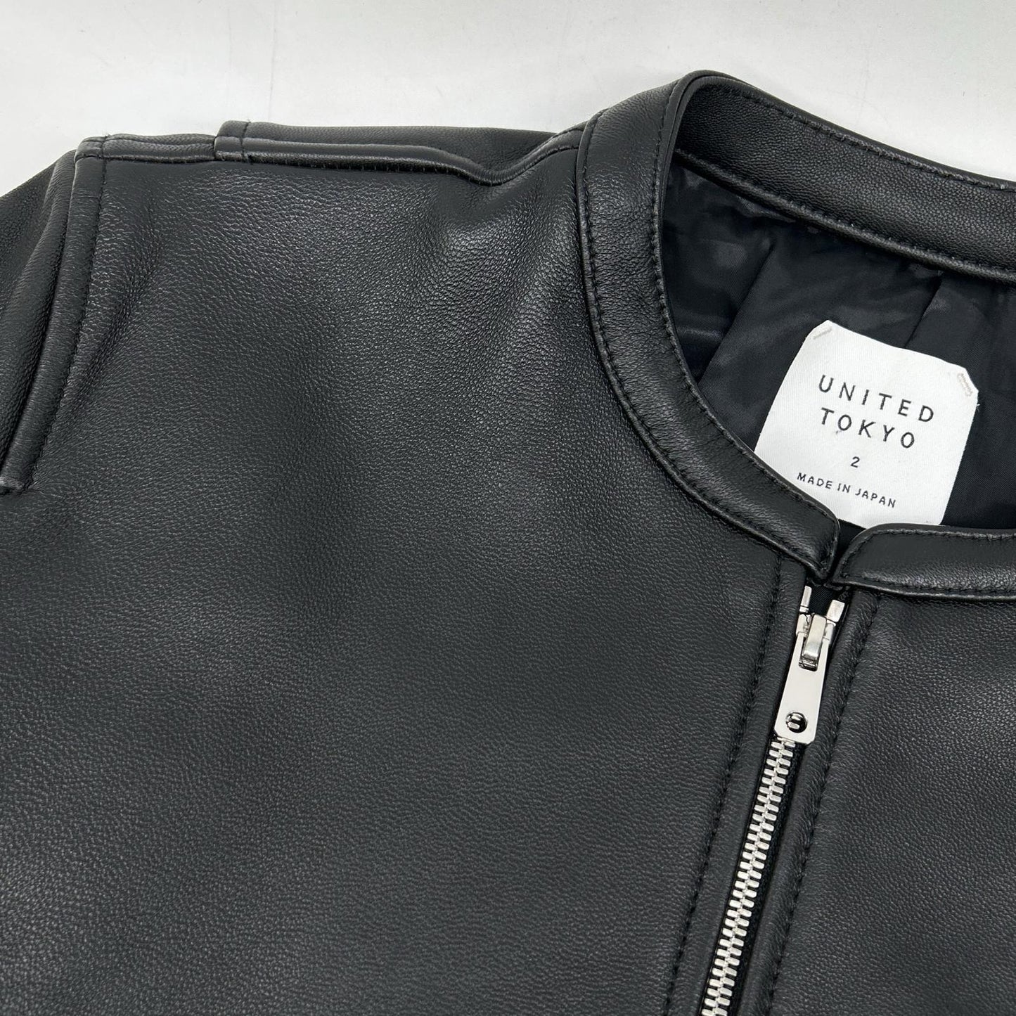 UNITED TOKYO Black Lamb Leather Single Rider Jacket Size 2