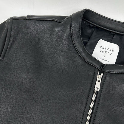 UNITED TOKYO Black Lamb Leather Single Rider Jacket Size 2