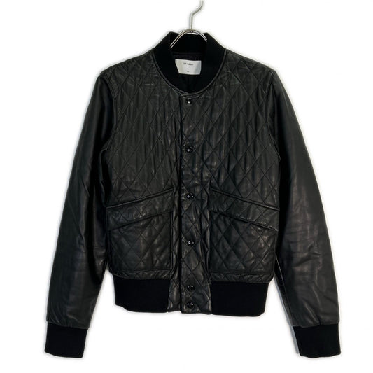 lot holon H34-207 Black Lamb Leather Quilted Jacket Size 46
