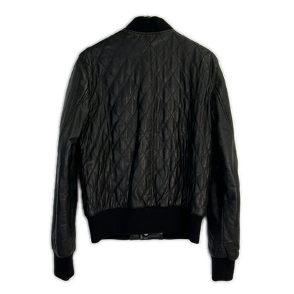 lot holon H34-207 Black Lamb Leather Quilted Jacket Size 46