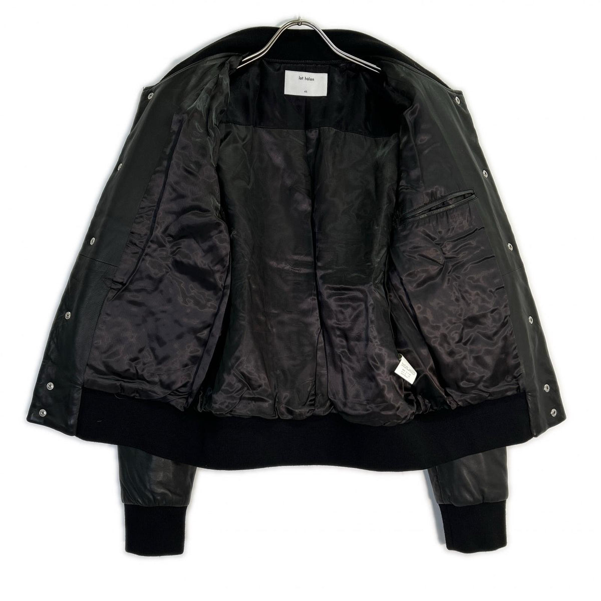 lot holon H34-207 Black Lamb Leather Quilted Jacket Size 46