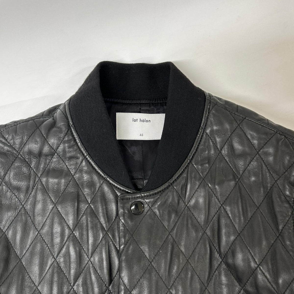lot holon H34-207 Black Lamb Leather Quilted Jacket Size 46