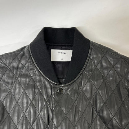 lot holon H34-207 Black Lamb Leather Quilted Jacket Size 46