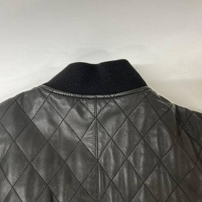 lot holon H34-207 Black Lamb Leather Quilted Jacket Size 46
