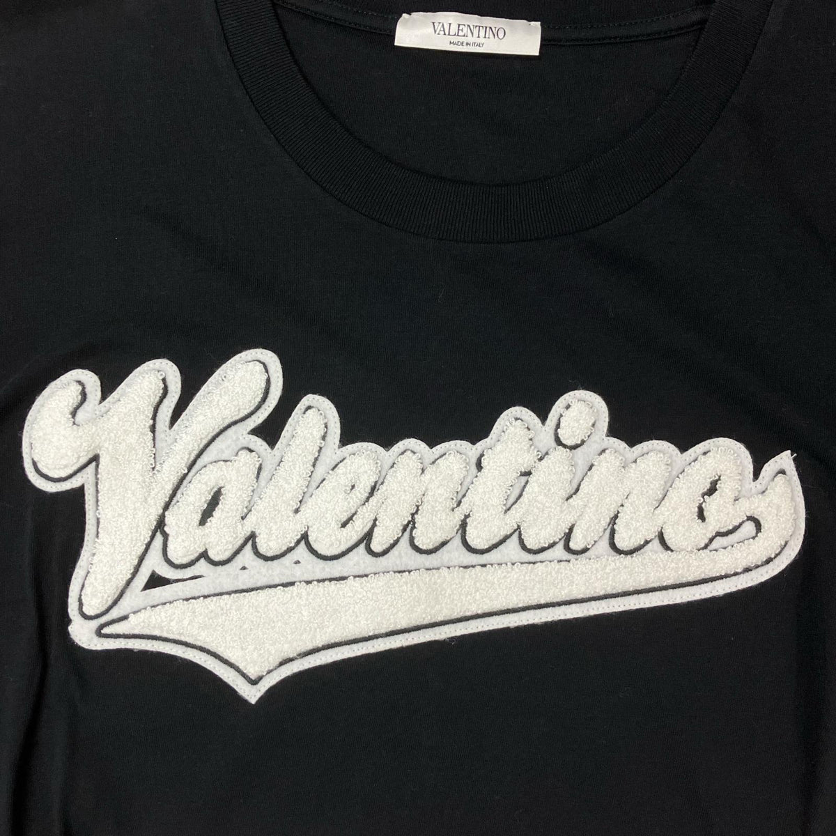 VALENTINO Black Cotton Logo Patch T-Shirt Size S