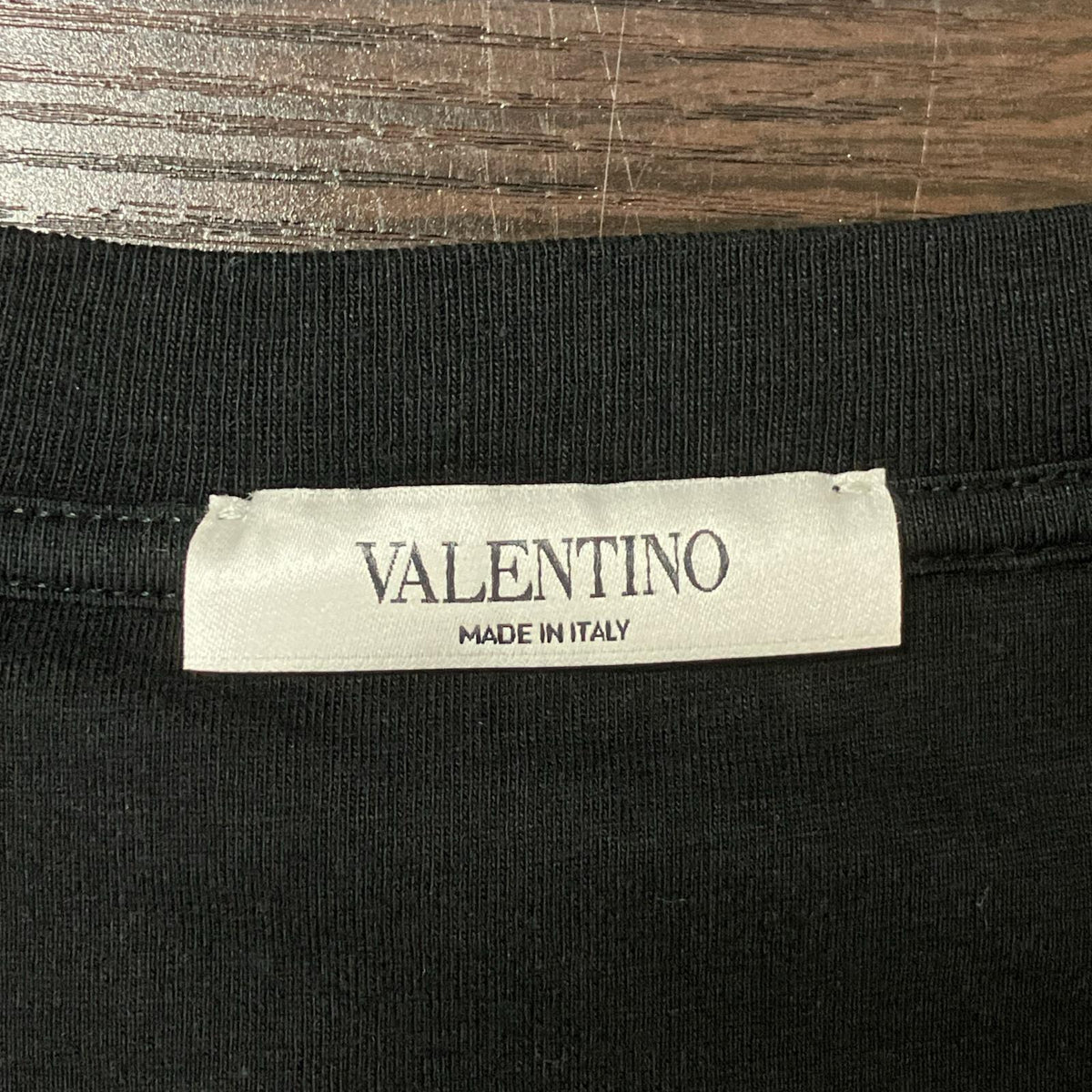 VALENTINO Black Cotton Logo Patch T-Shirt Size S