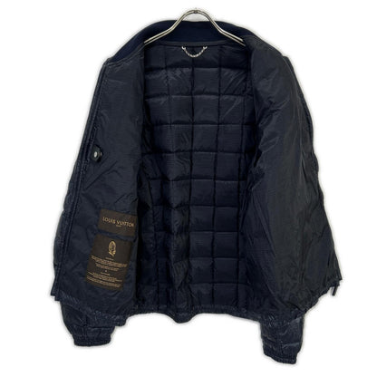 LOUIS VUITTON Quilted Logo Patch Down Jacket Navy Size 48