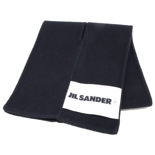 JIL SANDER+ Black Logo Label Wool ONE SIZE Muffler Size ONE SIZE