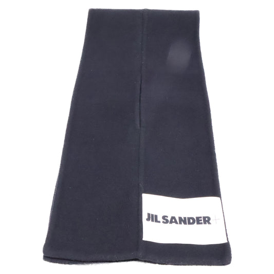 JIL SANDER+ Black Logo Label Wool ONE SIZE Muffler Size ONE SIZE