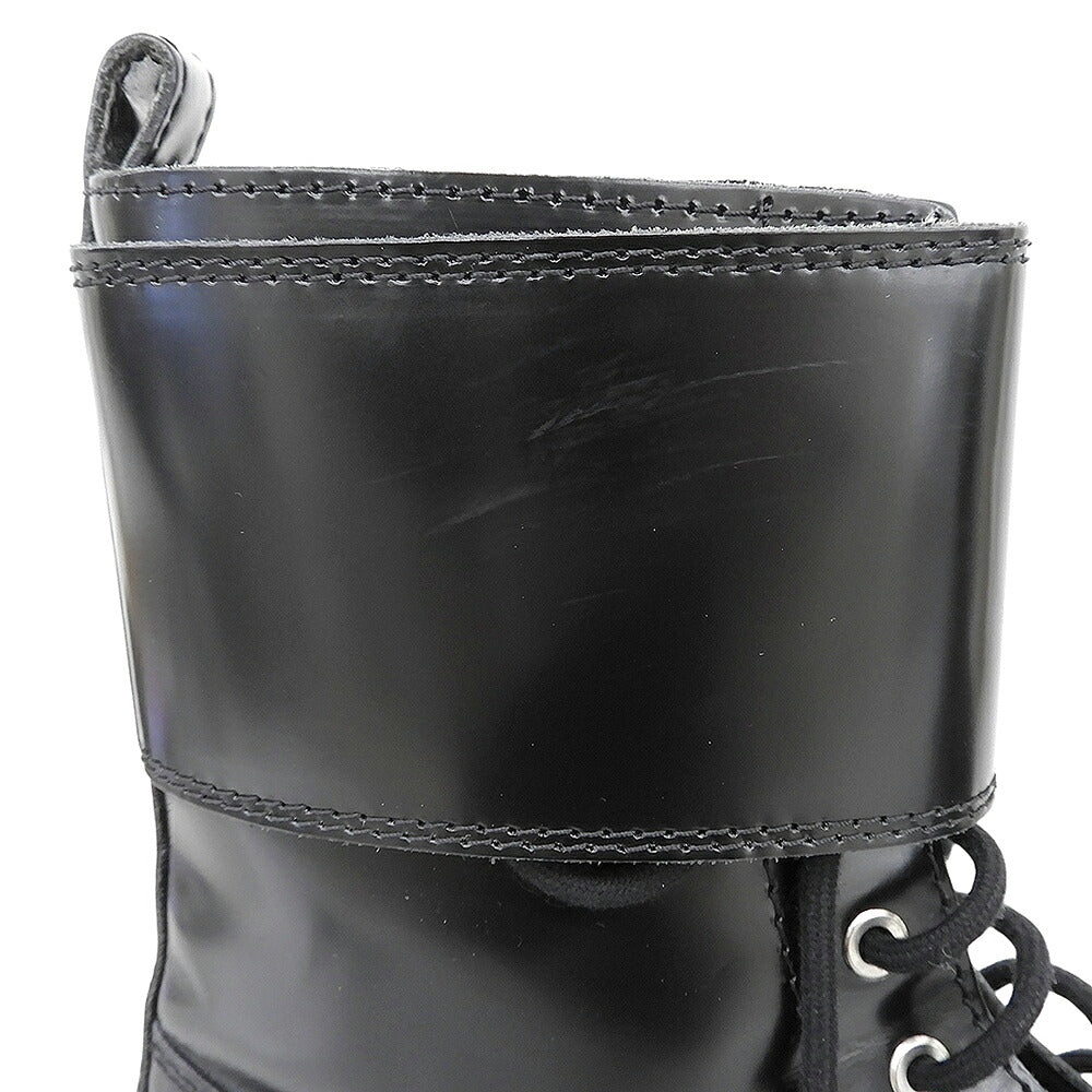 AMI PARIS Black Patent Leather Double Strap Boots Size EU 44