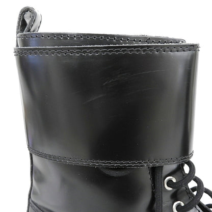 AMI PARIS Black Patent Leather Double Strap Boots Size EU 44