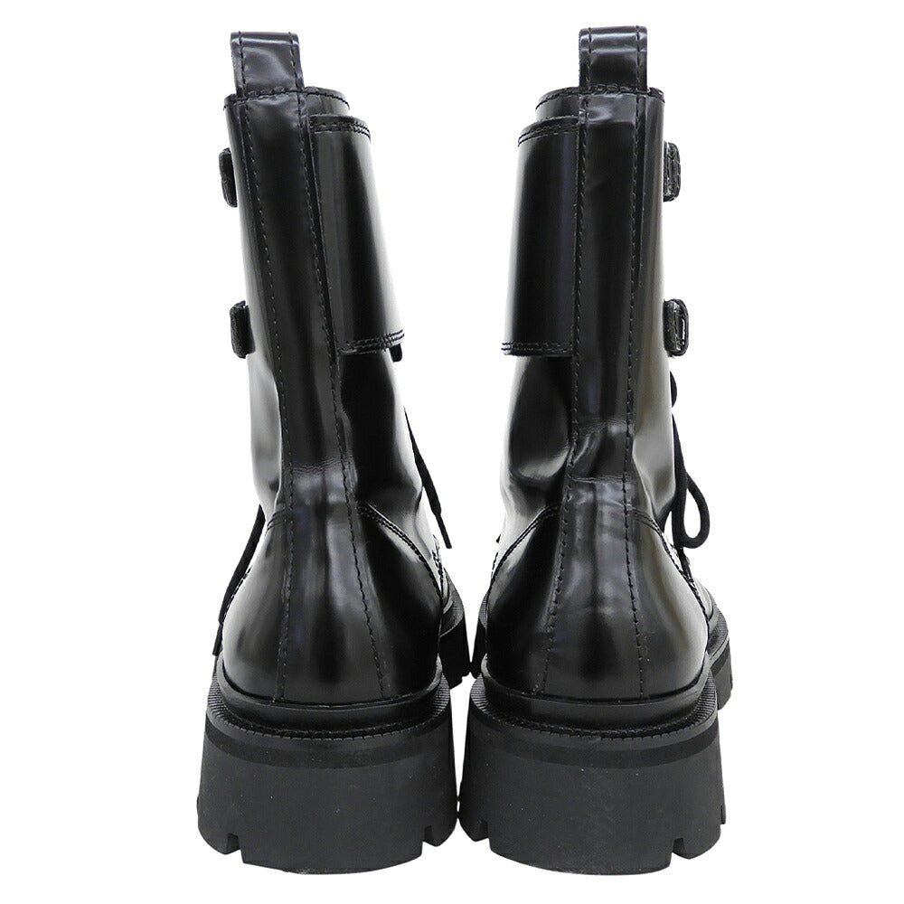 AMI PARIS Black Patent Leather Double Strap Boots Size EU 44