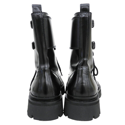 AMI PARIS Black Patent Leather Double Strap Boots Size EU 44