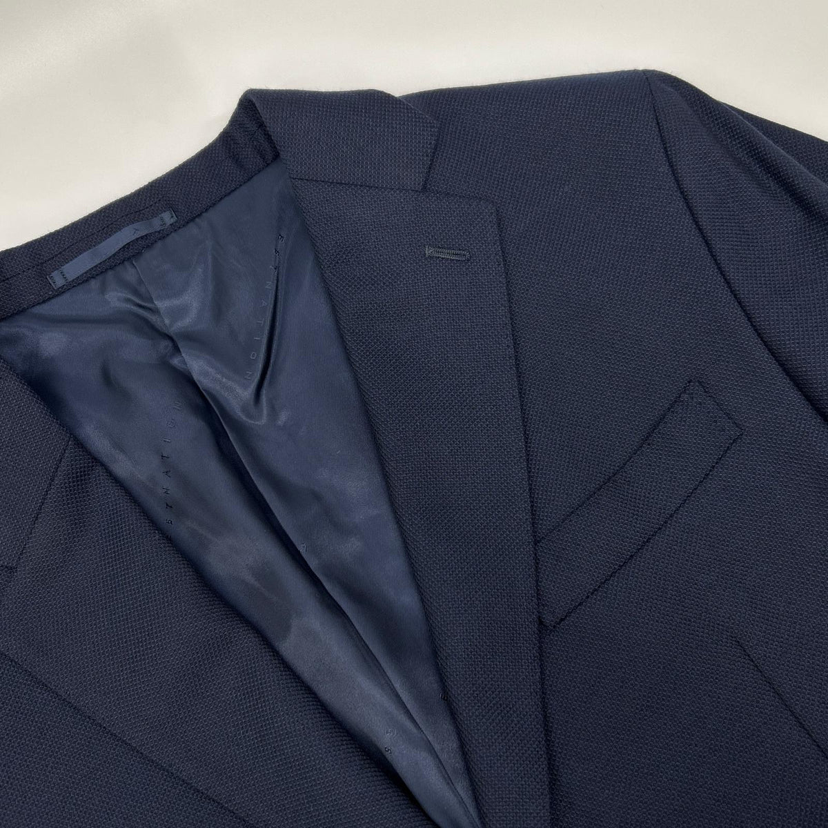 ESTNATION Navy Wool REDA Notch Lapel Pique Jacket Size 48