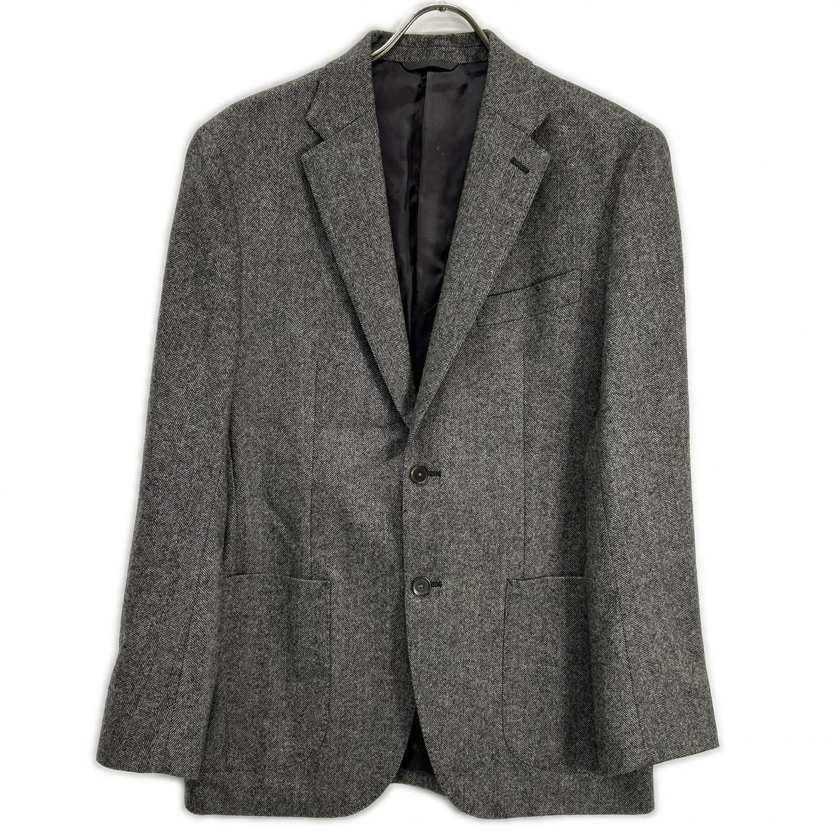 ESTNATION Grey Wool ORMEZZANO Herringbone Jacket Size 48