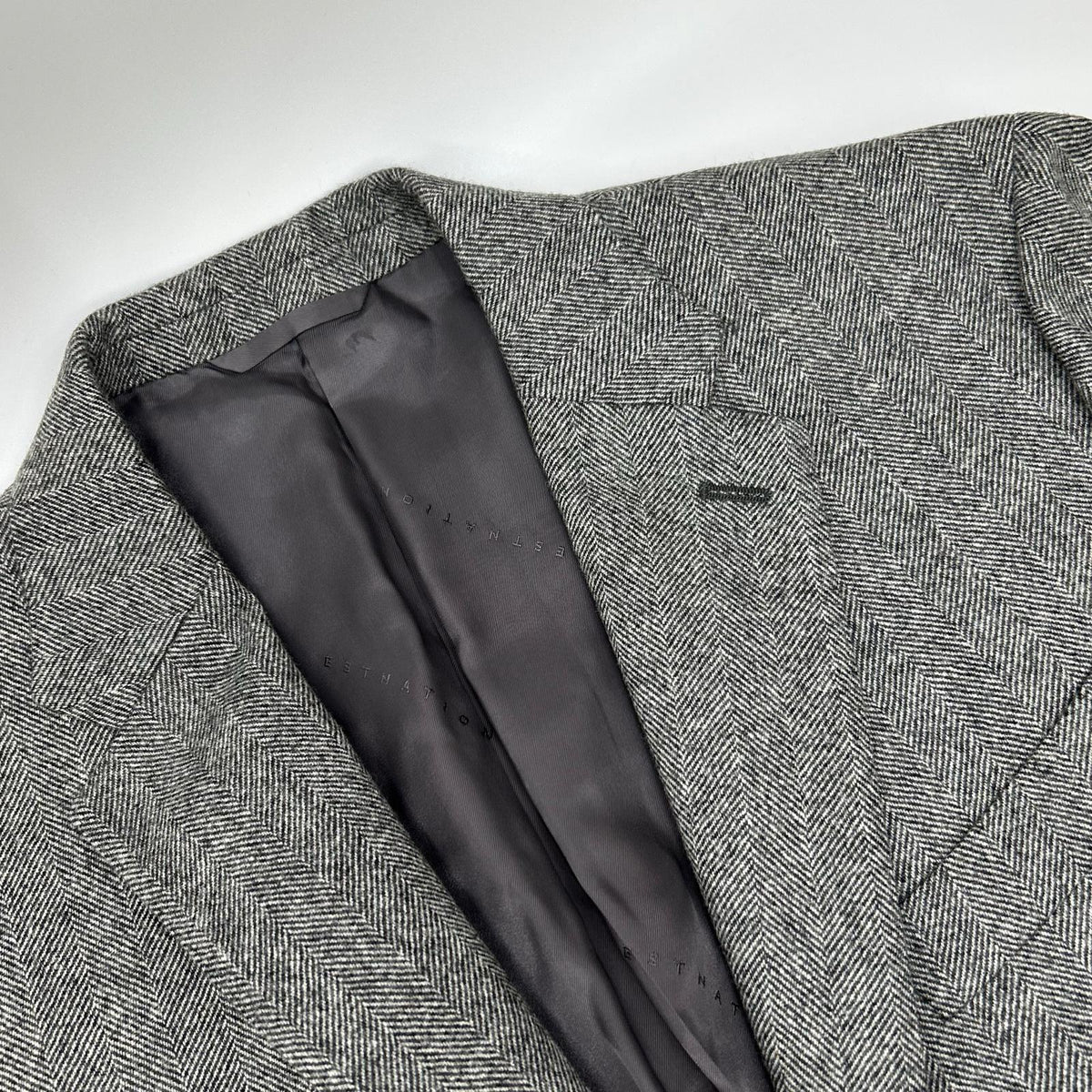 ESTNATION Grey Wool ORMEZZANO Herringbone Jacket Size 48