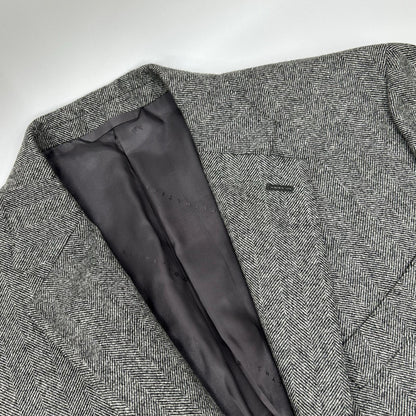 ESTNATION Grey Wool ORMEZZANO Herringbone Jacket Size 48