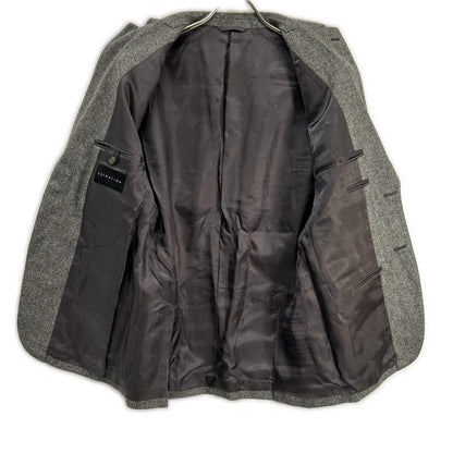 ESTNATION Grey Wool ORMEZZANO Herringbone Jacket Size 48