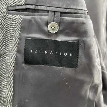 ESTNATION Grey Wool ORMEZZANO Herringbone Jacket Size 48
