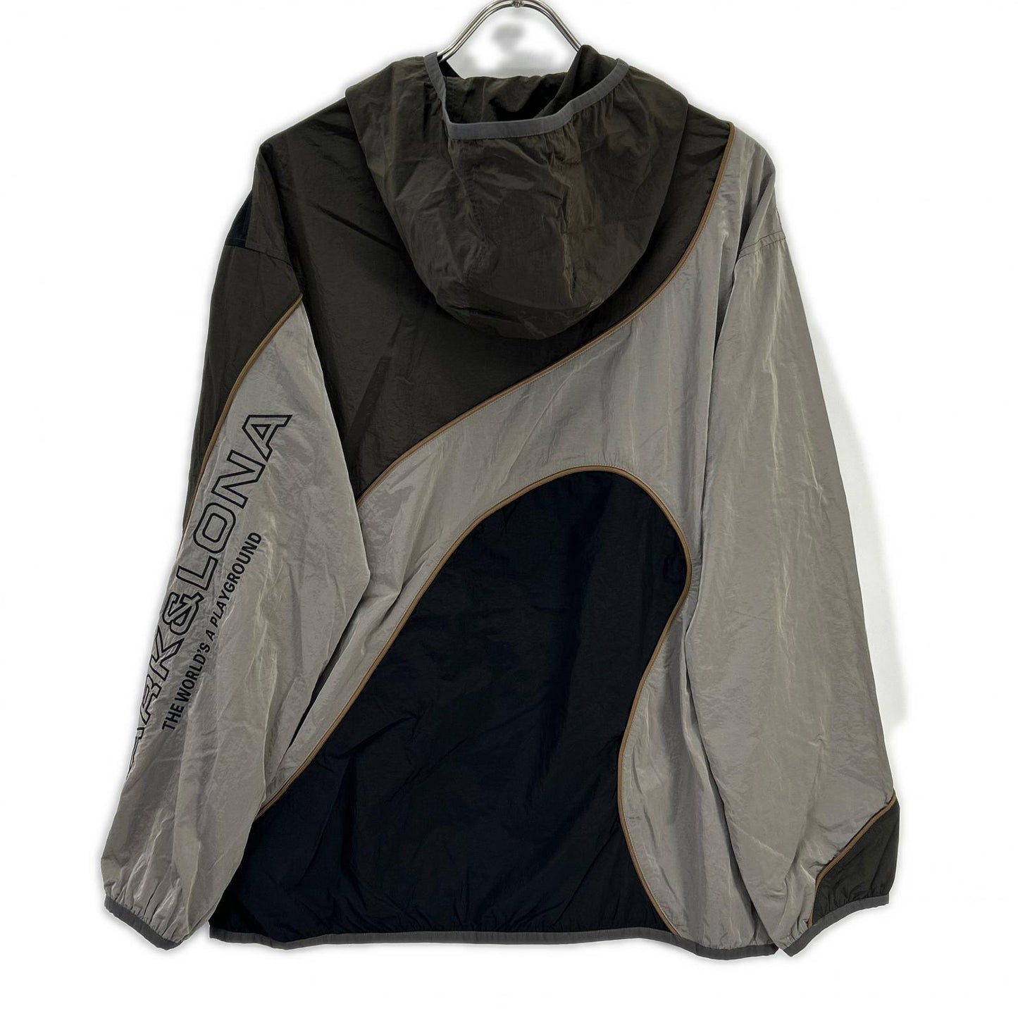 MARK&LONA Streamer Crinkle Nylon Hooded Jacket Brown Size 48